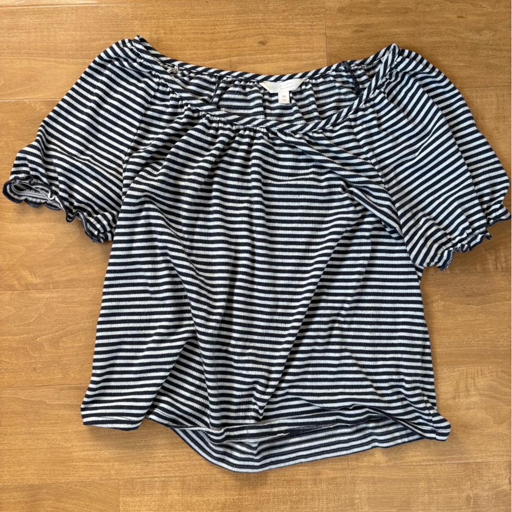 LC Lauren Conrad Black and White Striped Blouse